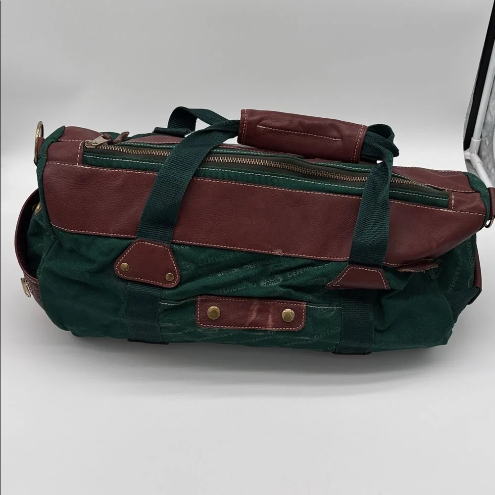 Vintage Land Rover Defender Green Canvas Leather Strap Duffle Bag BLEMISHES